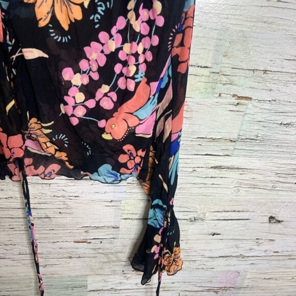Free people xs floral black blouse crop - Picture 3 of 9